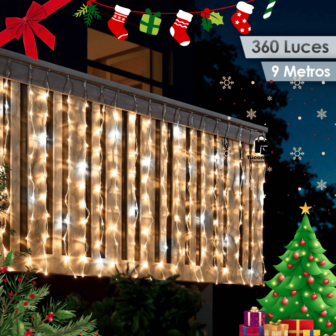 Cortina de Luces LED Navidad 9m x 1m